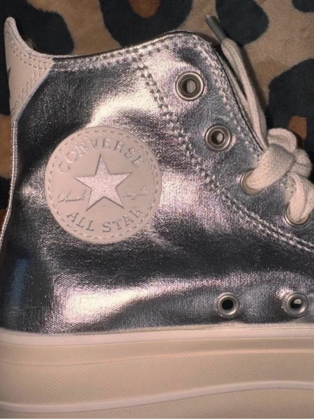 Converse Metallic Silver High Top Sneakers size 7.5